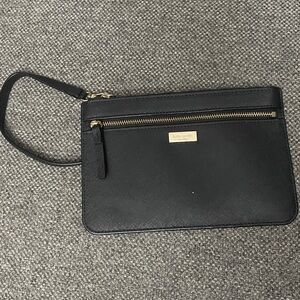 Kate Spade Laurel Way Tinie Black Wristlet excellent condition two zip pockets